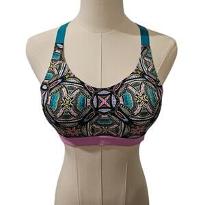 Victorias Secret VSX Womens Geometric Kaleidoscope Racerback Sports Bra Size 34B